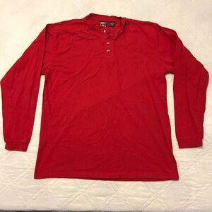 SBI 100% cotton red long sleeve Henley shirt Large made in the USA‎